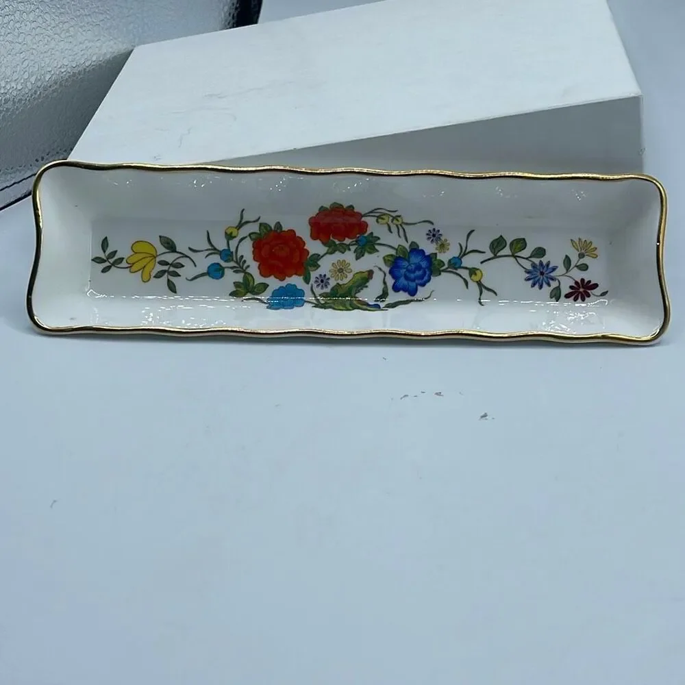VTG John Aynsley & Sons Famille Rose mint tray English Bone China.